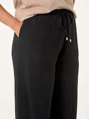 Roman Black Curve Linen Mix Cropped Trousers - Image 5 of 5