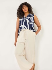 Roman Natural Curve Linen Mix Trousers - Image 1 of 5