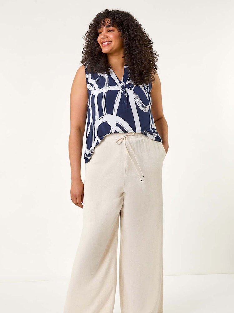Roman Natural Curve Linen Mix Trousers - Image 2 of 5