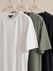 Reiss White/Navy/Dark Sage Green Bless T-Shirts 3 Pack - Image 1 of 7