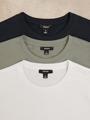 Reiss White/Navy/Dark Sage Green Bless T-Shirts 3 Pack - Image 7 of 7