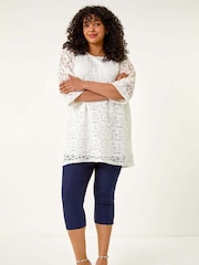 Roman White Curve Lace Front Stretch Blouse - Image 2 of 5