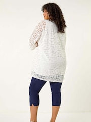 Roman White Curve Lace Front Stretch Blouse - Image 3 of 5
