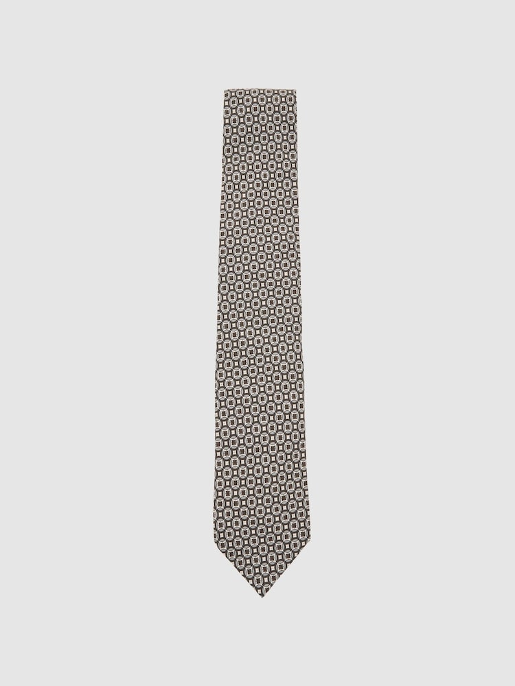 Reiss Chocolate Brown Multi Palmiro Tie - Image 1 of 5