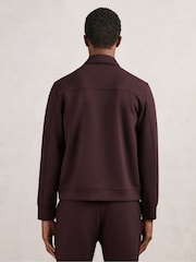 Reiss Cherry Red Newland Interlock Zip Through Overshirt - Image 5 of 7