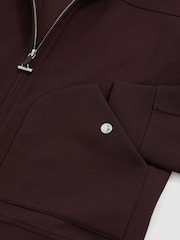 Reiss Cherry Red Newland Interlock Zip Through Overshirt - Image 7 of 7
