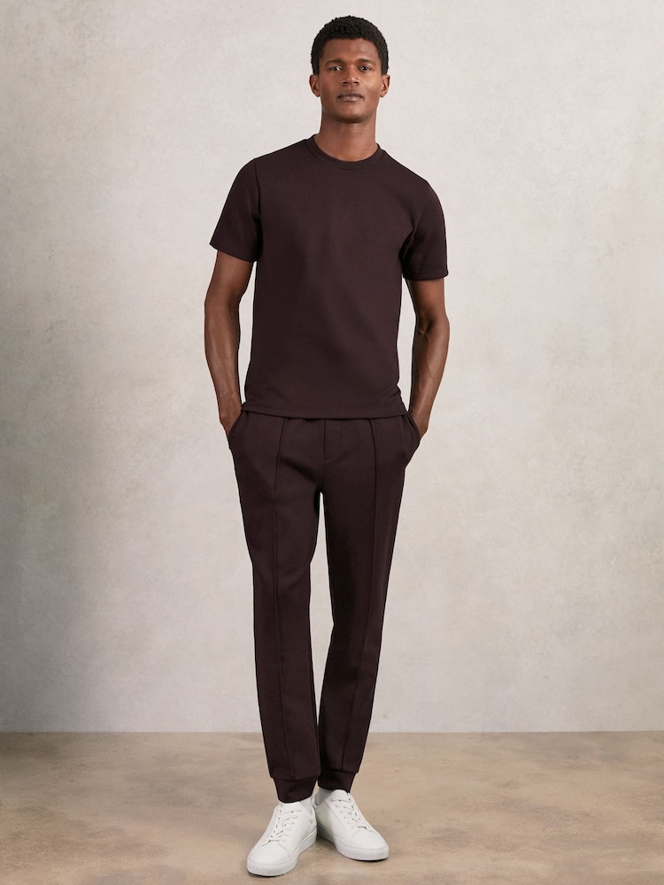 Reiss Cherry Red Premier Interlock Drawstring Joggers - Image 1 of 5