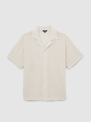 Reiss Off White Leon Cotton-Blend Crochet Shirt - Image 2 of 6