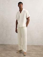 Reiss Off White Leon Cotton-Blend Crochet Shirt - Image 3 of 6