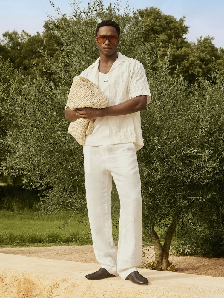Reiss White Leo Reiss | Ché Linen Wide-Leg Trousers - Image 1 of 7