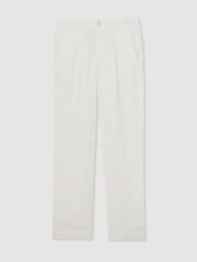 Reiss White Leo Reiss | Ché Linen Wide-Leg Trousers - Image 2 of 7