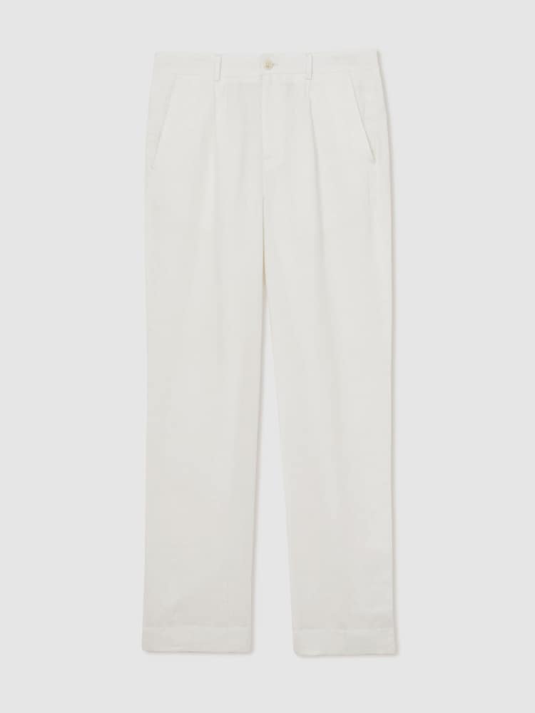Reiss White Leo Reiss | Ché Linen Wide-Leg Trousers - Image 2 of 7