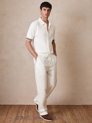 Reiss White Leo Reiss | Ché Linen Wide-Leg Trousers - Image 3 of 7