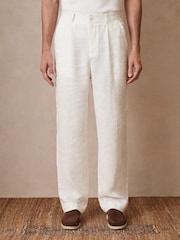 Reiss White Leo Reiss | Ché Linen Wide-Leg Trousers - Image 4 of 7