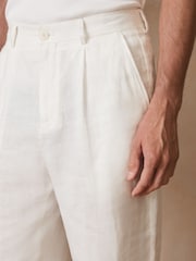 Reiss White Leo Reiss | Ché Linen Wide-Leg Trousers - Image 5 of 7