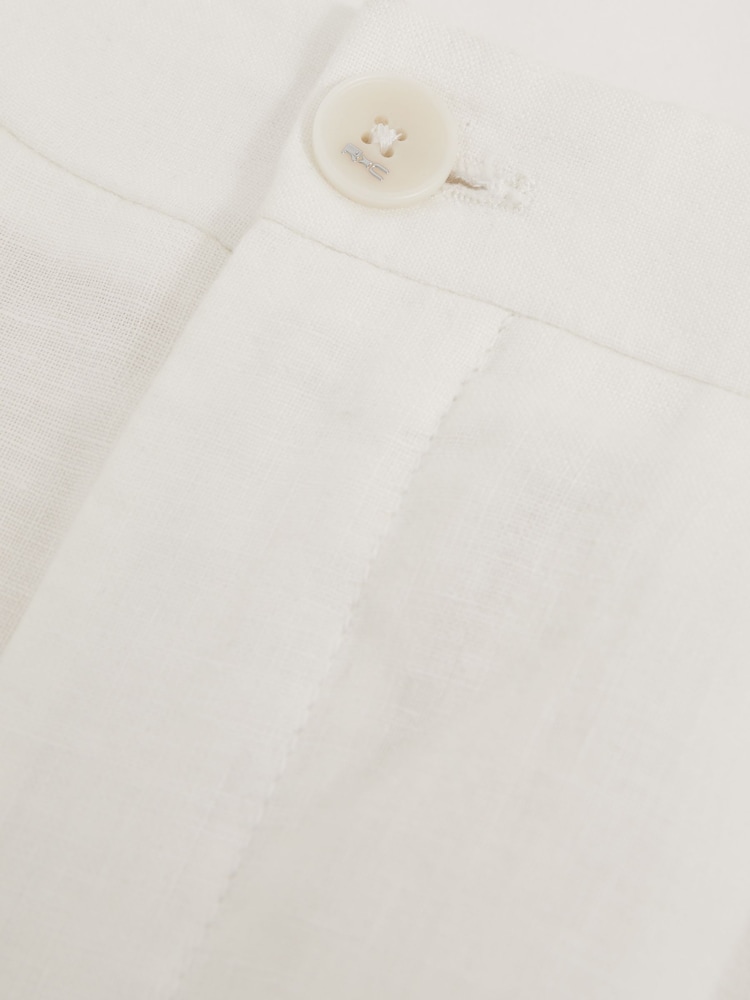Reiss White Leo Reiss | Ché Linen Wide-Leg Trousers - Image 7 of 7