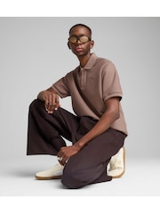 Puma Brown Mens Premium Essential Relaxed Jacquard Polo Shirt - Image 1 of 5