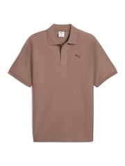 Puma Brown Mens Premium Essential Relaxed Jacquard Polo Shirt - Image 8 of 8