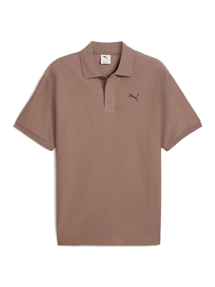 Puma Brown Mens Premium Essential Relaxed Jacquard Polo Shirt - Image 8 of 8 Puma Brown Mens Premium Essential Relaxed Jacquard Polo Shirt - Image 8 of 8