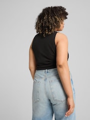 Puma Black Womens Wardrobe Ribbed Crop Top - Image 2 of 5