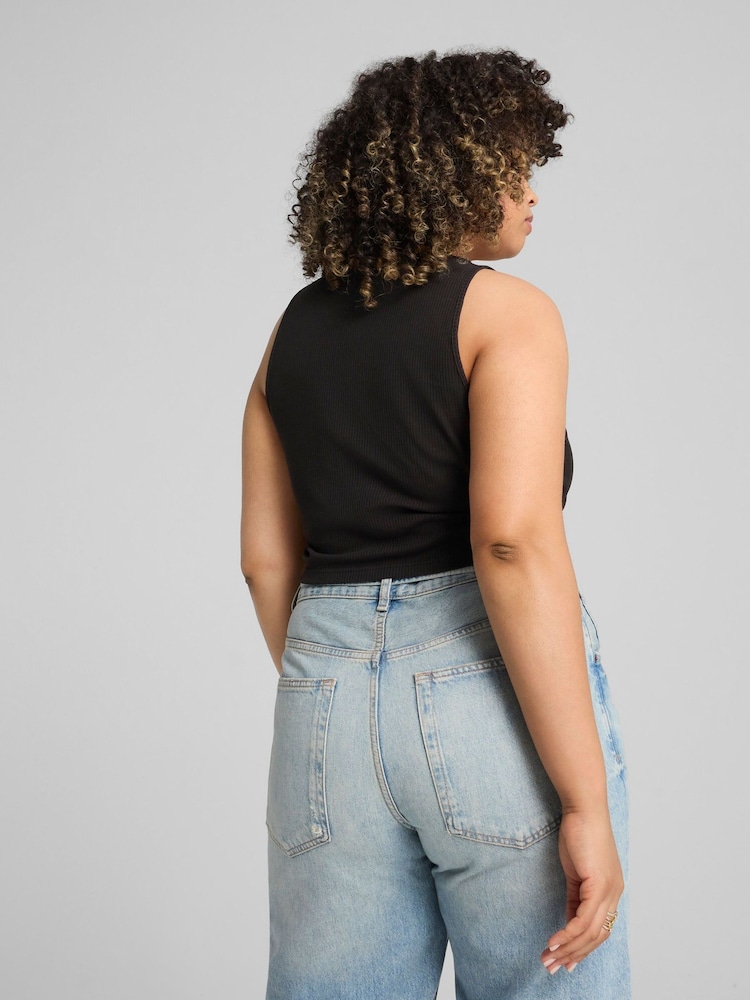 Puma Black Womens Wardrobe Ribbed Crop Top - Image 2 of 5