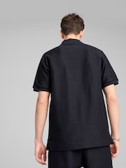 Puma Blue Mens Premium Essential Relaxed Jacquard Polo Shirt - Image 3 of 5
