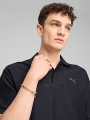 Puma Blue Mens Premium Essential Relaxed Jacquard Polo Shirt - Image 4 of 5