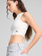 Puma White Womens WARDROBE ESS Ribbed Crop Top - Image 4 of 22
