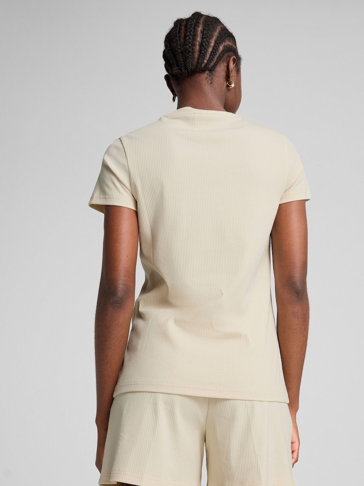 Puma Natural Womens ESS Elevated Rib T-Shirt - Image 2 of 3