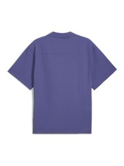 Puma Blue Mens Wardrobe Essentials Seersucker Relaxed Shirt - Image 5 of 5