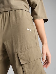Puma Brown Womens Wardrobe Essential Relaxed Woven Cargo Joggers - Image 4 of 5