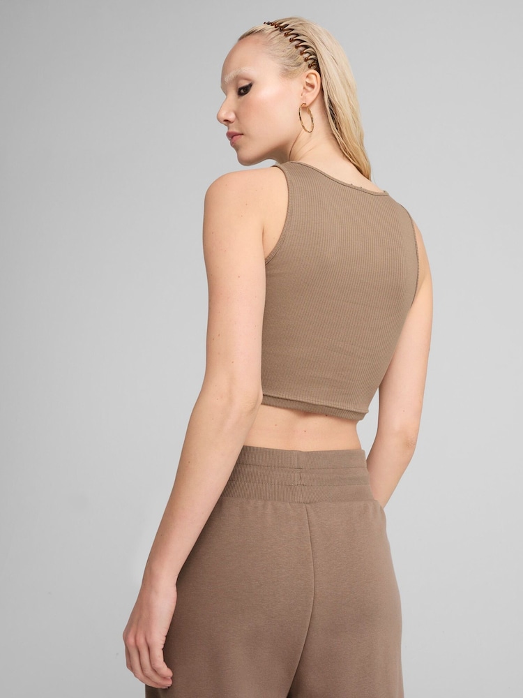 Puma Womens WARDROBE ESS Ribbed Crop Top - Imagen 2 de 4