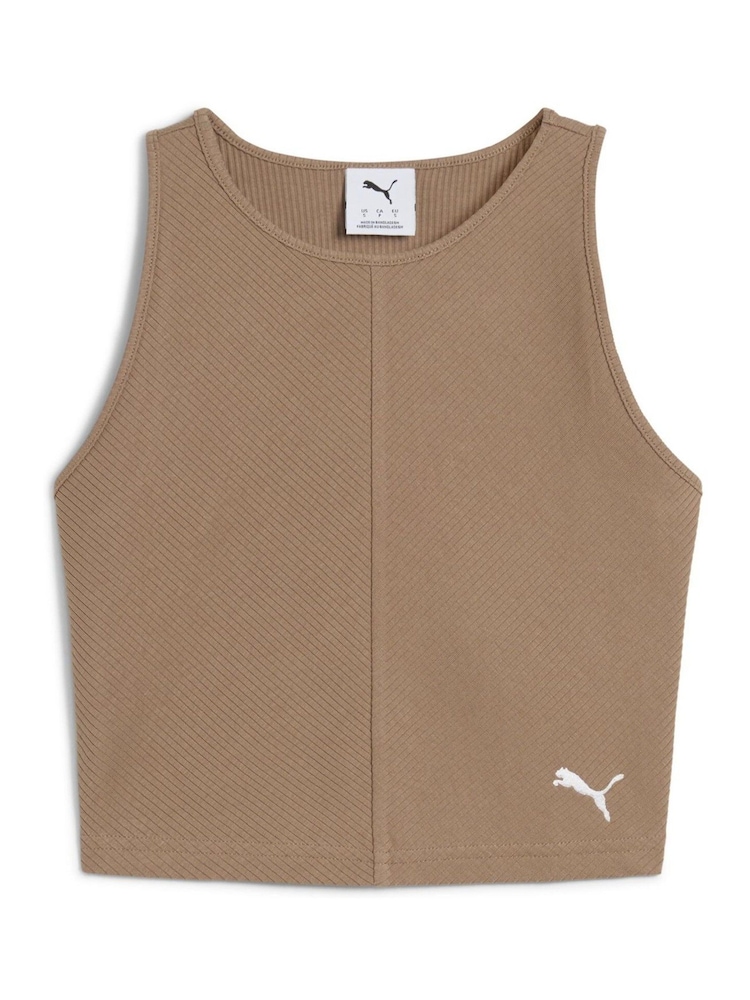 Puma Womens WARDROBE ESS Ribbed Crop Top - Imagen 4 de 4