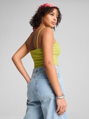 Puma Green Womens Wardrobe Essentials Ribbed Tank Top - Image 2 of 2