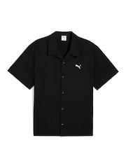 Puma Black Mens Wardrobe Essentials Seersucker Relaxed Shirt - Image 1 of 2