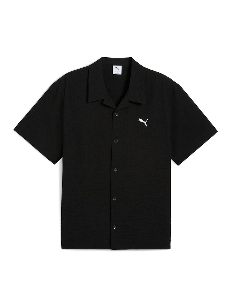 Puma Black Mens Wardrobe Essentials Seersucker Relaxed Shirt - Image 1 of 2