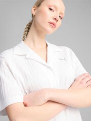 Puma White Womens Wardrobe Essential Pointelle Shirt - Image 4 of 5