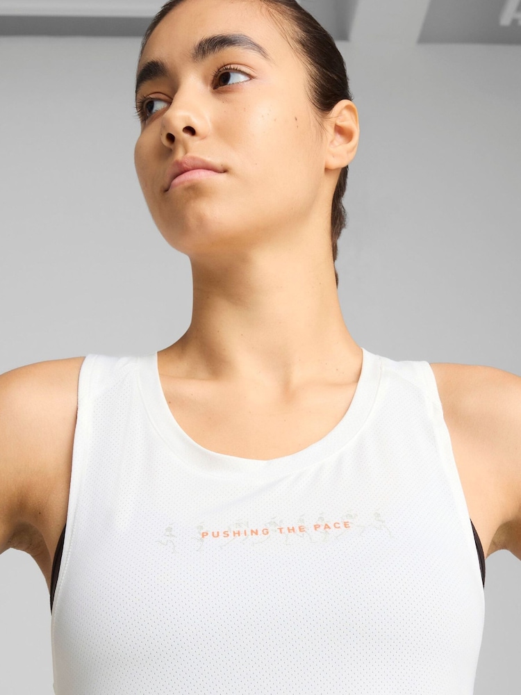 Buy Puma White Womens Run Graphic Mesh Singlet Vest from Next Iceland