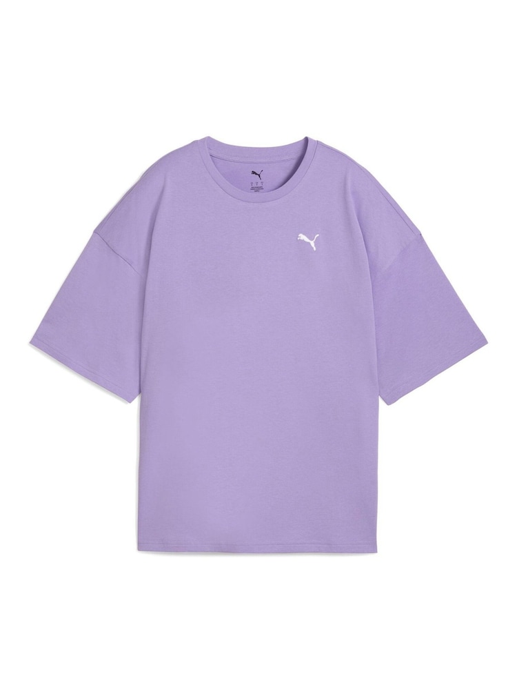 Puma Purple Womens Oversized Wardrobe Essentials T-Shirt - Image 1 of 2