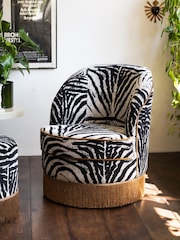 Rockett St George Zebra Woven Black & Cream Munro Swivel Chair - Image 1 of 9