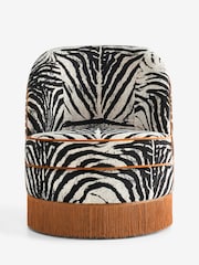Rockett St George Zebra Woven Black & Cream Munro Swivel Chair - Image 2 of 9