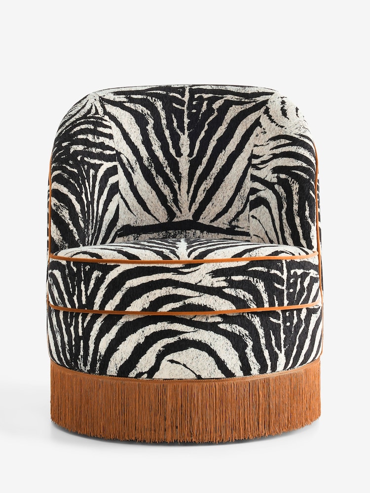 Rockett St George Zebra Woven Black & Cream Munro Swivel Chair - Image 2 of 9 Rockett St George Zebra Woven Black & Cream Munro Swivel Chair - Image 2 of 9