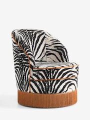 Rockett St George Zebra Woven Black & Cream Munro Swivel Chair - Image 3 of 9