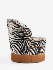 Rockett St George Zebra Woven Black & Cream Munro Swivel Chair - Image 4 of 9