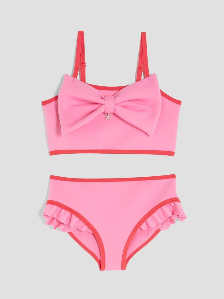 River Island Pink Girls Mono 3D Bow Bikini - Image 1 of 4
