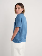 Seasalt Cornwall Blue Parsley Fern Linen 100% Linen Jersey Shirt - Image 2 of 5