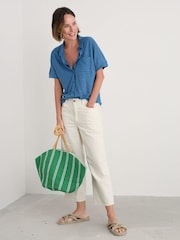 Seasalt Cornwall Blue Parsley Fern Linen 100% Linen Jersey Shirt - Image 3 of 5