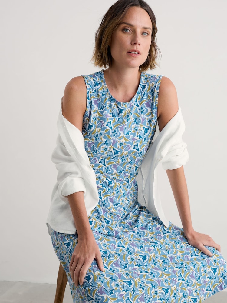 Seasalt Cornwall Blue Tall Sweet Violet Jersey Midi Dress - Image 2 of 5