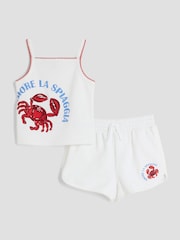 River Island White Girls Sequin Crab Top Runner Set - Image 1 of 5