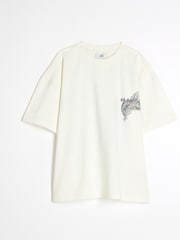 River Island White Boys 100% Cotton Back Print Dragon T-Shirt - Image 1 of 4